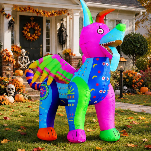 6 ft Día de los Muertos Inflatable Alebrije Dog, Halloween outdoor decoration